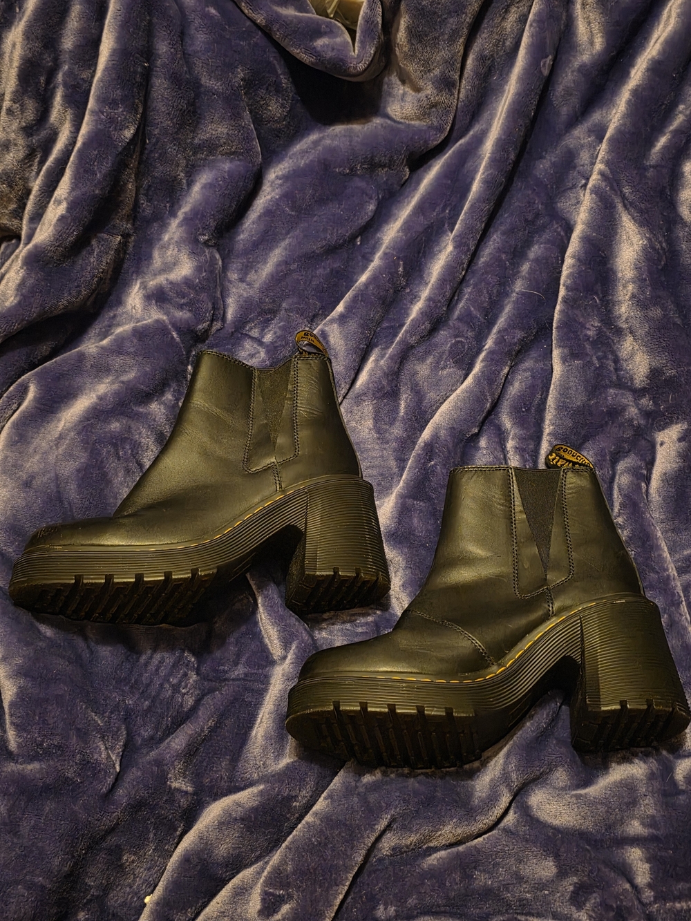 Black Platform Dr Marten Chelsea Boots - Classic Chunky Heel